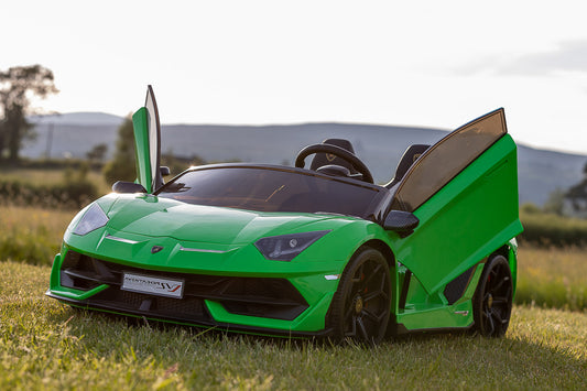 Licensed Green Lamborghini Ride-On – Electric Car with Scissor Doors, Leather Seats & Parental Control