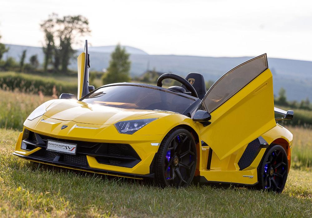 Licensed Yellow Lamborghini Ride-On – Electric Car with Scissor Doors, Leather Seats & Parental Control