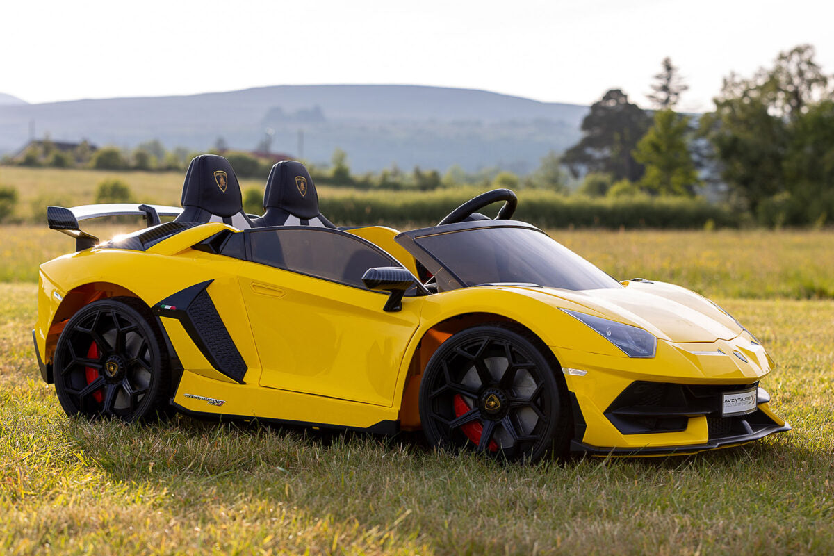 Licensed Yellow Lamborghini Ride-On – Electric Car with Scissor Doors, Leather Seats & Parental Control