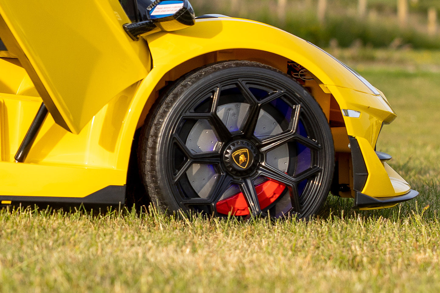 Licensed Yellow Lamborghini Ride-On – Electric Car with Scissor Doors, Leather Seats & Parental Control