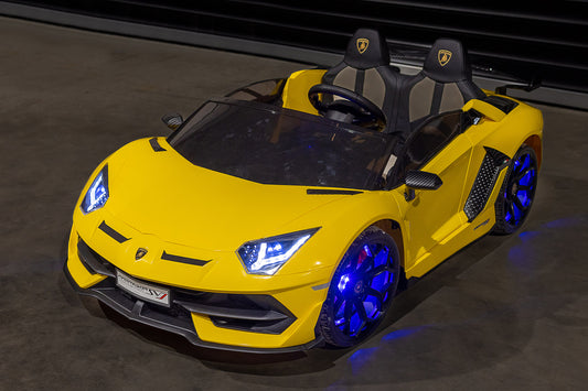 Licensed Yellow Lamborghini Ride-On – Electric Car with Scissor Doors, Leather Seats & Parental Control