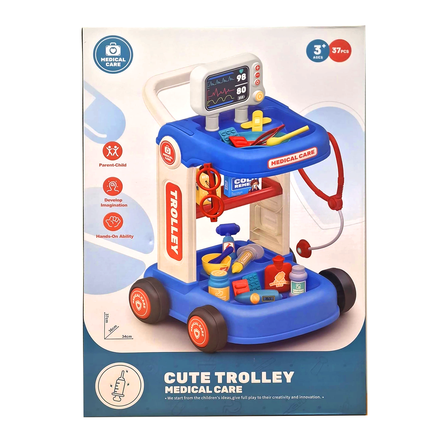 Medical Care Trolley Playset – 37 Pieces