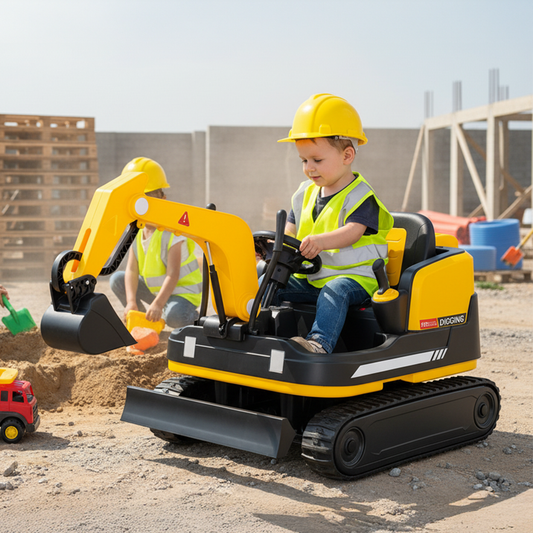 24V Mini Ride On Electric Digger in Yellow