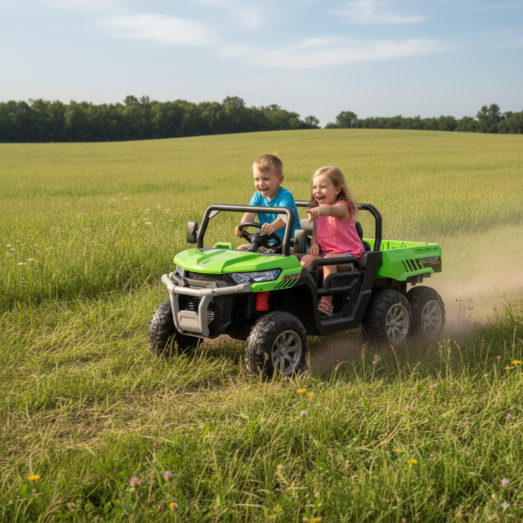 24V 6-Wheel Gator Two Seat Ride-On Electric Vehicle with Tipping Feature