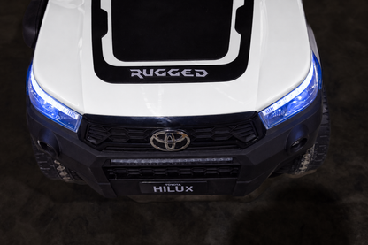 Licensed Toyota Hilux in White RuggedX Two Seat Ride On Jeep