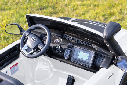 Licensed Toyota Hilux in White RuggedX Two Seat Ride On Jeep