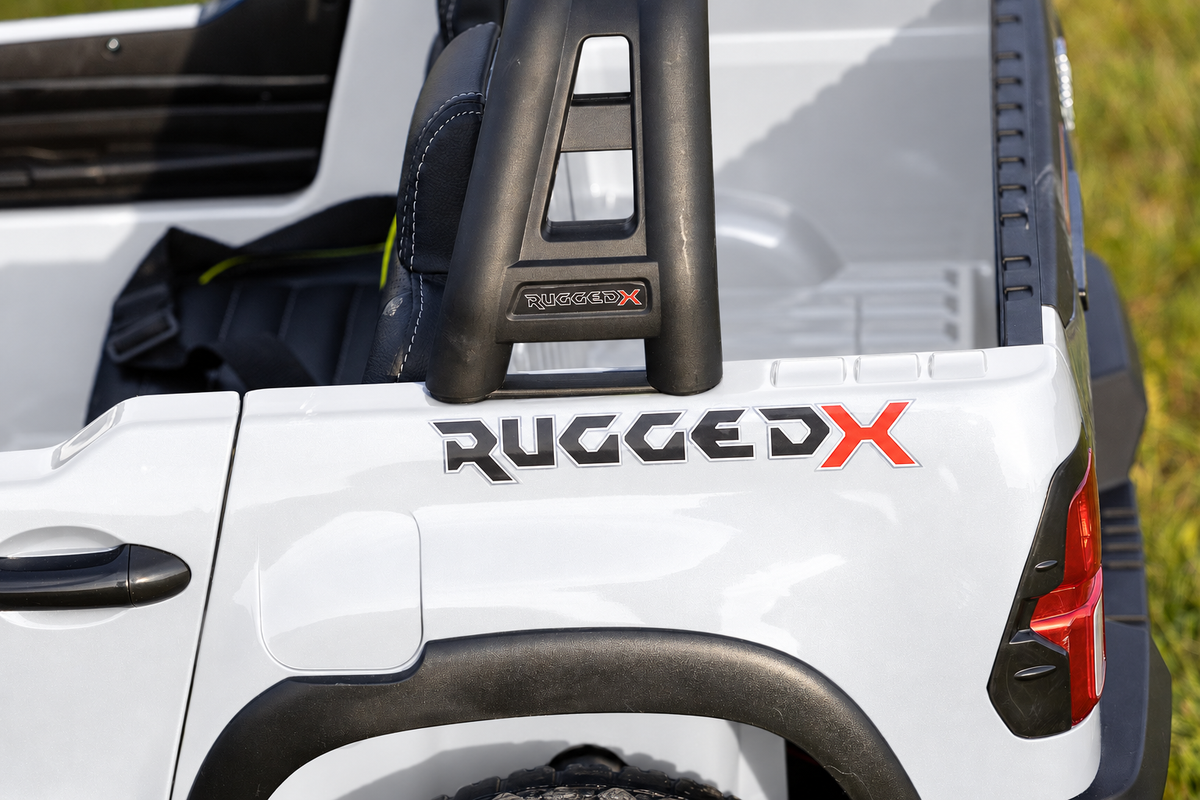 Licensed Toyota Hilux in White RuggedX Two Seat Ride On Jeep